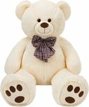 Monzana Knuffelbeer XL - 100cm Staand Pluch - Cr&egrave;me