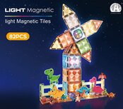 Magnetisch speelgoed met Licht &ndash; Dinosaurs Thema - 82-delige Bouwset