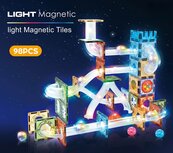 Magnetisch knikkerbaan met Licht &ndash; 98-delige - Magnetische Bouwset &ndash; Educatief Constructiespeelgoed voor Kinderen
