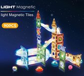 Magnetische Knikkerbaan met Licht &ndash; 90 - delige Bouwset 
