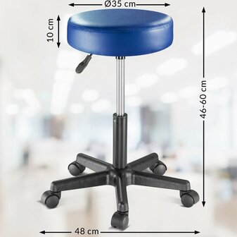 Casaria Verstelbare Draaikruk - 46/60cm Zithoogte - Blauw