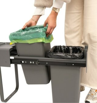 Practo Home - Inbouw afvalemmer 2x20 L &ndash; Volledig uittrekbaar met soft-close