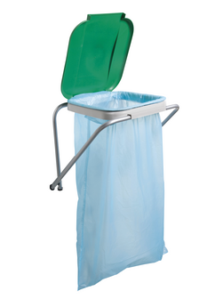 Practo Home &ndash; Vuilniszakhouder Groen - 60-130L Muurbevestiging &ndash; Met 3 Rollen Eco Afvalzakken 110L