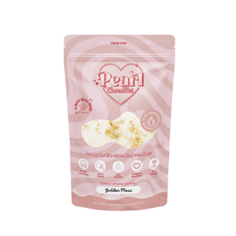 Pearl Candles - Kaarsenzand &ndash; Golden Mess - Zelf theelichtje waxinelichtje maken - Lont inbegrepen &ndash; Wit - Goud - &plusmn;250 / &plusmn;300 Branduren &ndash; 500 g