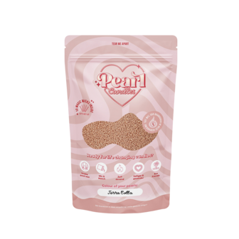 Pearl Candles - Kaarsenzand &ndash; Terra Cotta- Zelf theelichtje waxinelichtje maken - Lont inbegrepen - TerraCotta- &plusmn;125 / &plusmn;150 Branduren &ndash; 250 g