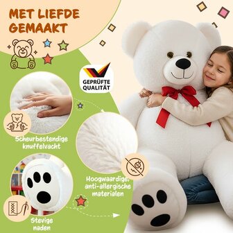 Monzana Knuffelbeer XL - 100cm Staand Pluch - Wit