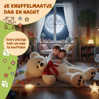 Monzana Knuffelbeer XL - 100cm Staand Pluch - Wit