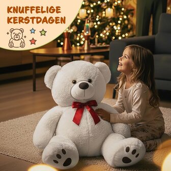 Monzana Knuffelbeer XL - 100cm Staand Pluch - Wit