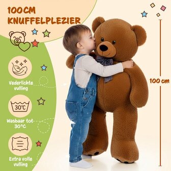Monzana Knuffelbeer XL - 100cm Staand Pluch - Bruin