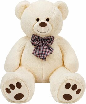 Monzana Knuffelbeer XL - 100cm Staand Pluch - Cr&egrave;me
