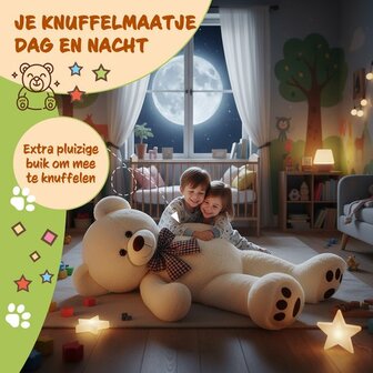 Monzana Knuffelbeer XL - 100cm Staand Pluch - Cr&egrave;me