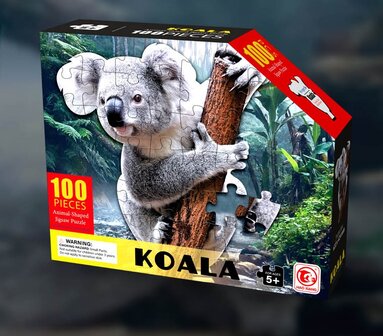 Shaped Puzzel - Dierenpuzzel - Vormpuzzel - Puzzel in de vorm van Koala - Koalapuzzel - Dieren Puzzel - 100 stukjes - 52 x 42 cm - voor kinderen, volwassenen en ouderen