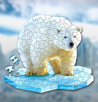 Shaped Puzzel - Dierenpuzzel - Vormpuzzel - Puzzel in de vorm van een ijsbeer - ijsbeerpuzzel - Dieren Puzzel - 100 stukjes - 48 x 42 cm - voor kinderen, volwassenen en ouderen