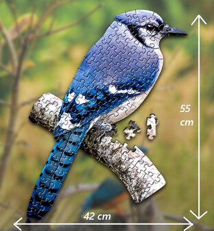 Shaped Puzzel - Dierenpuzzel - Vormpuzzel - Puzzel in de vorm van een Vogel &ndash; Blauwe Vogel- Dieren Puzzel - 100 stukjes - 55 x 42 cm - voor kinderen, volwassenen en ouderen