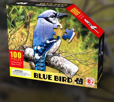 Shaped Puzzel - Dierenpuzzel - Vormpuzzel - Puzzel in de vorm van een Vogel &ndash; Blauwe Vogel- Dieren Puzzel - 100 stukjes - 55 x 42 cm - voor kinderen, volwassenen en ouderen