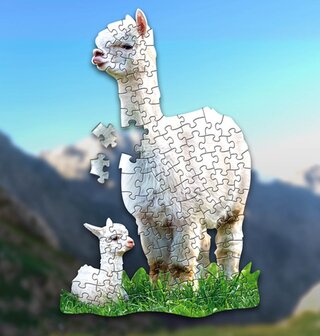 Shaped Puzzel - Dierenpuzzel - Vormpuzzel - Puzzel in de vorm van een Alpaca &ndash; Alpaca - Dieren Puzzel - 100 stukjes - 55 x 40 cm - voor kinderen, volwassenen en ouderen