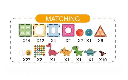 Magnetisch speelgoed met Licht &ndash; Dinosaurs Thema - 82-delige Bouwset