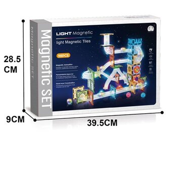 Magnetisch knikkerbaan met Licht &ndash; 98-delige - Magnetische Bouwset &ndash; Educatief Constructiespeelgoed voor Kinderen