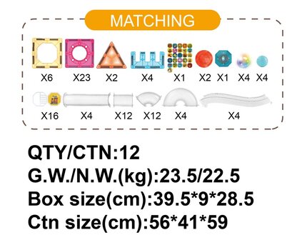 Magnetisch knikkerbaan met Licht &ndash; 98-delige - Magnetische Bouwset &ndash; Educatief Constructiespeelgoed voor Kinderen