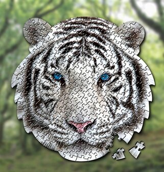 Shaped Puzzel - Dierenpuzzel - Vormpuzzel - Puzzel in de vorm van een White Tiger Kop &ndash; White Tiger - Dieren Puzzel - 236 stukjes &ndash; 42 x 42 cm - voor kinderen, volwassenen en ouderen