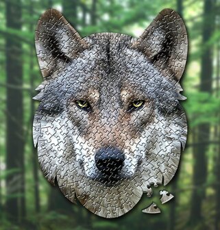 Shaped Puzzel - Dierenpuzzel - Vormpuzzel - Puzzel in de vorm van een Wolf Kop &ndash; Wolf - Dieren Puzzel - 236 stukjes &ndash; 53 x 39 cm - voor kinderen, volwassenen en ouderen