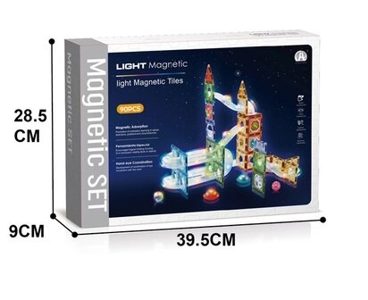 Magnetische Knikkerbaan met Licht &ndash; 90 - delige Bouwset 