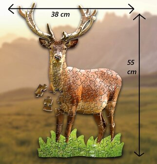 Shaped Puzzel - Dierenpuzzel - Vormpuzzel - Puzzel in de vorm van een Hert &ndash; Hert - Dieren Puzzel - 100 stukjes &ndash; 55 x 38 cm - voor kinderen, volwassenen en ouderen