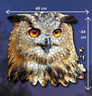 Shaped Puzzel - Dierenpuzzel - Vormpuzzel - Puzzel in de vorm van een Uilen kop &ndash; Uil - Dieren Puzzel - 231 stukjes &ndash; 46 x 44 cm - voor kinderen, volwassenen en ouderen