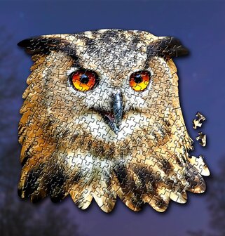 Shaped Puzzel - Dierenpuzzel - Vormpuzzel - Puzzel in de vorm van een Uilen kop &ndash; Uil - Dieren Puzzel - 231 stukjes &ndash; 46 x 44 cm - voor kinderen, volwassenen en ouderen