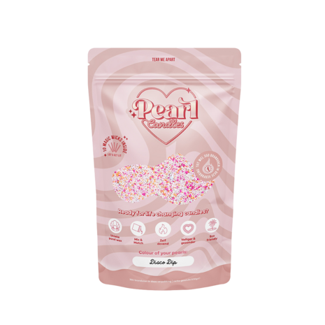 Pearl Candles - Kaarsenzand &ndash; Disco Dip &ndash; Zelf theelichtje waxinelichtje maken &ndash; Lont inbegrepen &ndash; Wit &ndash; roze &ndash; Oranje &ndash; Groen &ndash; &plusmn;125 / &plusmn;150 Branduren &ndash; 250 g