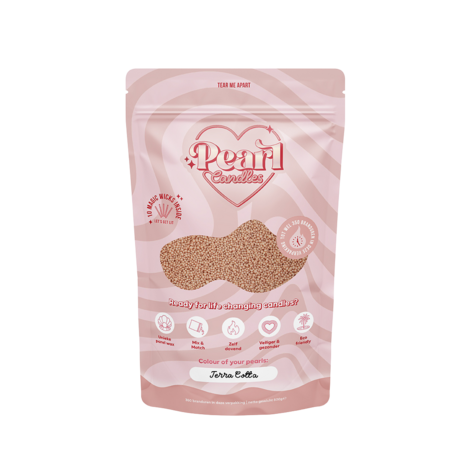 Pearl Candles - Kaarsenzand &ndash; Terra Cotta- Zelf theelichtje waxinelichtje maken - Lont inbegrepen - TerraCotta- &plusmn;125 / &plusmn;150 Branduren &ndash; 250 g