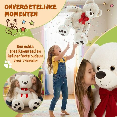 Monzana Knuffelbeer XL - 100cm Staand Pluch - Wit
