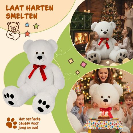 Monzana Knuffelbeer XL - 100cm Staand Pluch - Wit
