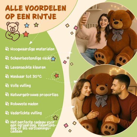 Monzana Knuffelbeer XL - 100cm Staand Pluch - Bruin