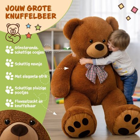 Monzana Knuffelbeer XL - 100cm Staand Pluch - Bruin
