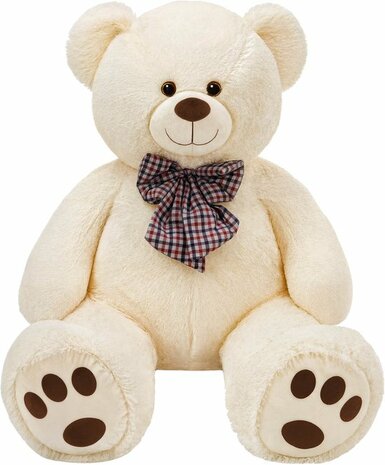 Monzana Knuffelbeer XL - 100cm Staand Pluch - Cr&egrave;me