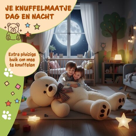 Monzana Knuffelbeer XL - 100cm Staand Pluch - Cr&egrave;me