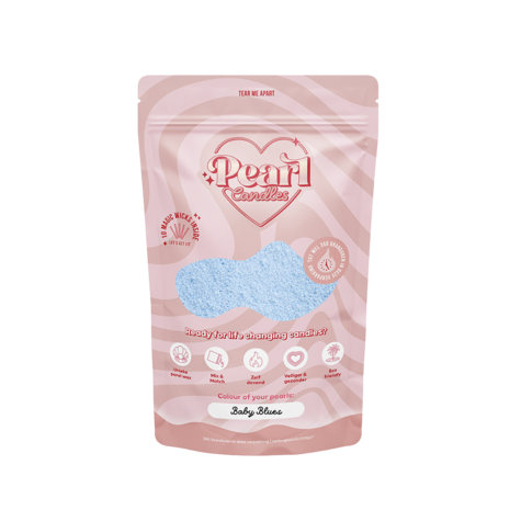 Pearl Candles - Kaarsenzand - Baby Blues - Zelf theelichtje waxinelichtje maken - Lont inbegrepen &ndash; Blauw - &plusmn;250 / &plusmn;300 Branduren &ndash; 500 g