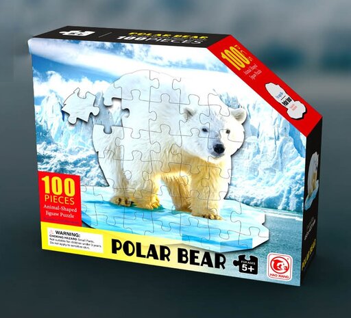 Shaped Puzzel - Dierenpuzzel - Vormpuzzel - Puzzel in de vorm van een ijsbeer - ijsbeerpuzzel - Dieren Puzzel - 100 stukjes - 48 x 42 cm - voor kinderen, volwassenen en ouderen