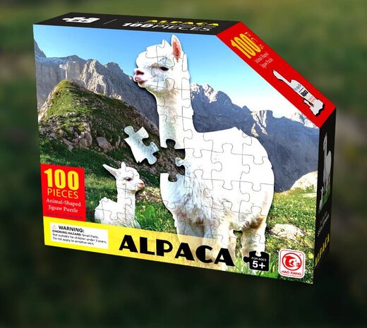 Shaped Puzzel - Dierenpuzzel - Vormpuzzel - Puzzel in de vorm van een Alpaca &ndash; Alpaca - Dieren Puzzel - 100 stukjes - 55 x 40 cm - voor kinderen, volwassenen en ouderen