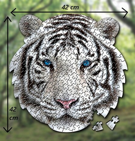 Shaped Puzzel - Dierenpuzzel - Vormpuzzel - Puzzel in de vorm van een White Tiger Kop &ndash; White Tiger - Dieren Puzzel - 236 stukjes &ndash; 42 x 42 cm - voor kinderen, volwassenen en ouderen
