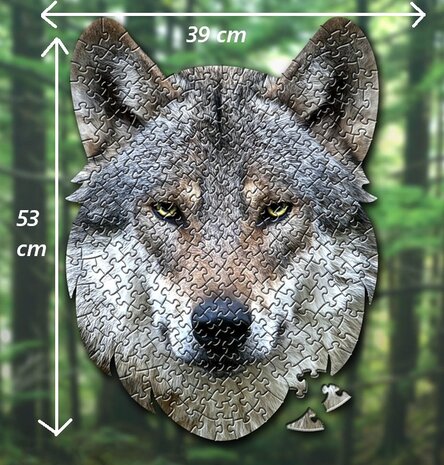 Shaped Puzzel - Dierenpuzzel - Vormpuzzel - Puzzel in de vorm van een Wolf Kop &ndash; Wolf - Dieren Puzzel - 236 stukjes &ndash; 53 x 39 cm - voor kinderen, volwassenen en ouderen