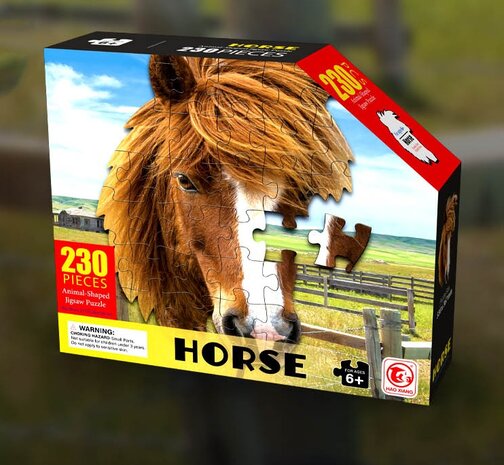 Shaped Puzzel - Dierenpuzzel - Vormpuzzel - Puzzel in de vorm van een Paarden Kop &ndash; Paard - Dieren Puzzel - 230 stukjes &ndash; 53 x 36 cm - voor kinderen, volwassenen en ouderen