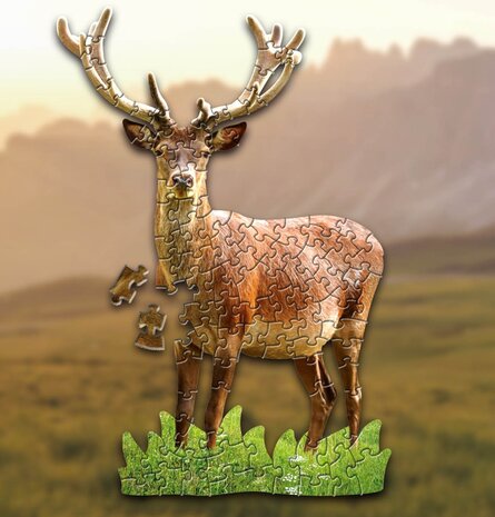 Shaped Puzzel - Dierenpuzzel - Vormpuzzel - Puzzel in de vorm van een Hert &ndash; Hert - Dieren Puzzel - 100 stukjes &ndash; 55 x 38 cm - voor kinderen, volwassenen en ouderen